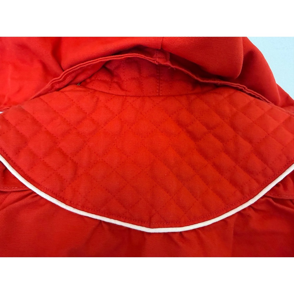 Vtg LONDON FOG Red Quilted Coat Jacket Floral Embroidery Detachable Hood Size 2 - Picture 10 of 14
